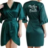 vert foncé satin équipe mariée robe de demoiselle d'honneur à volants mariage peignoir robe femmes dressing vêtements de nuit mère demoiselle d'honneur kimono