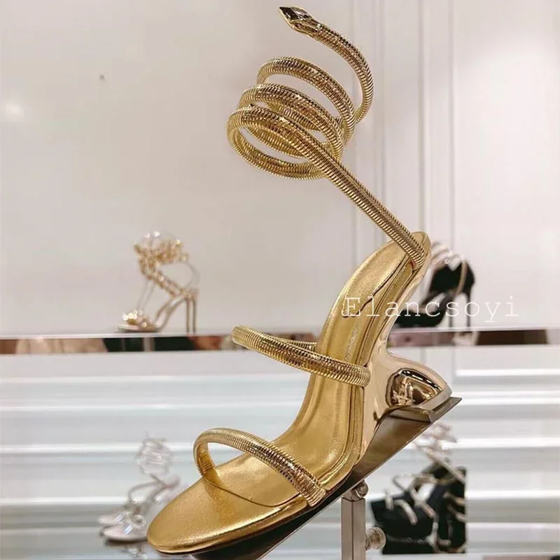 sandales à enroulement en forme de salle de rinçage pour femmes, chaussures à talons hauts, gladiateur, parker ouvert, robe de soirée, mode estivale, style étrange sandales à enroulement en forme de salle de rinçage pour femmes, chaussures à talons hauts, gladiateur, parker ouvert, robe de soirée, mode estivale, style étrange
