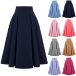 Jupe taille haute plissée avec poches pour femmes, vêtements décontractés, mode vintage, été, 2025 Jupe taille haute plissée avec poches pour femmes, vêtements décontractés, mode vintage, été, 2025