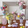 ins – vase à fleurs en plastique avec nœud papillon, décoratif esthétique, arrangement floral de mariage, pot de fleurs diy, décoration de maison et de bureau