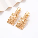 Boucles d&rsquo;oreilles ornements plaqués or 18 carats, boucles d&rsquo;oreilles géométriques carrées creuses, boucles d&rsquo;oreilles haut de gamme pour femmes