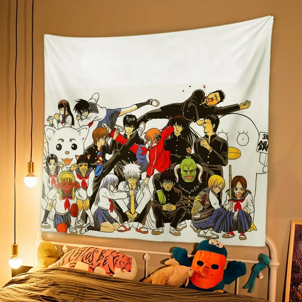 tapisserie de dessin animé japonais gintama, tissu de fond pour dortoir d'étudiants, décoration de chevet de chambre à coucher, tapisserie suspendue pour maison de location, 1 pièce tapisserie de dessin animé japonais gintama, tissu de fond pour dortoir d'étudiants, décoration de chevet de chambre à coucher, tapisserie suspendue pour maison de location, 1 pièce