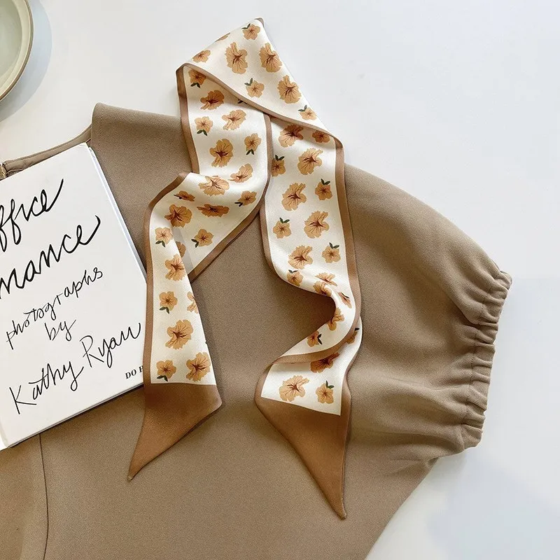 foulard en soie série couleur chair kaki de haute qualité, bandeau pour cheveux, ruban noué, long nœud, ruban en satin vintage, accessoires pour cheveux foulard en soie série couleur chair kaki de haute qualité, bandeau pour cheveux, ruban noué, long nœud, ruban en satin vintage, accessoires pour cheveux