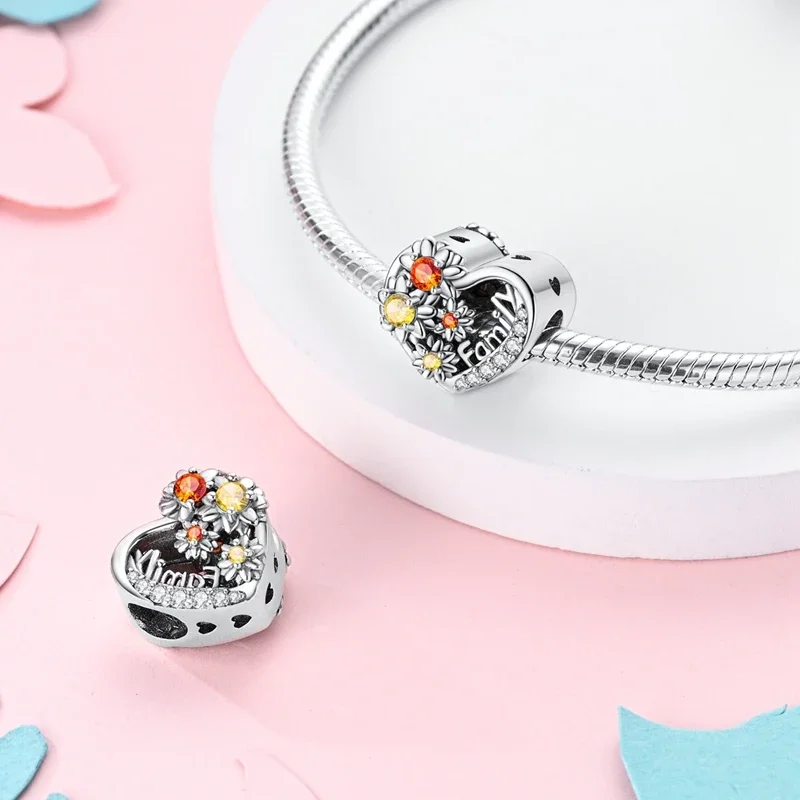 bracelet en argent sterling 925, tournesol sakura lotus, pendentifs colorés, bijoux adaptés aux femmes, fabrication de cadeaux fins bracelet en argent sterling 925, tournesol sakura lotus, pendentifs colorés, bijoux adaptés aux femmes, fabrication de cadeaux fins