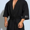peignoir pour hommes mode basique modal confortable 100% coton pyjama mâle décontracté maison robes de bain