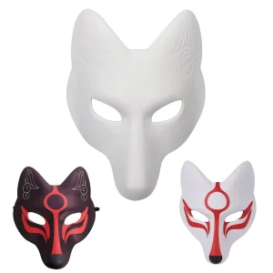 Masque de renard, masques de mascarade d&rsquo;animaux à faire soi-même, accessoire de Costume de Cosplay de loup pour fête d&rsquo;halloween à peindre