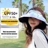 chapeau de soleil d'été à double usage pour femmes, casquette de voyage en plein air, protection uv, chapeau de plage de mer, visière à large bord