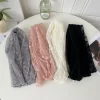 Foulard en soie pour femme, Version coréenne, fin, frais et beau, dentelle brodée carrée, fil de couleur unie, élégant, rétro, couleur littéraire