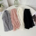 Foulard en soie pour femme, Version coréenne, fin, frais et beau, dentelle brodée carrée, fil de couleur unie, élégant, rétro, couleur littéraire Foulard en soie pour femme, Version coréenne, fin, frais et beau, dentelle brodée carrée, fil de couleur unie, élégant, rétro, couleur littéraire