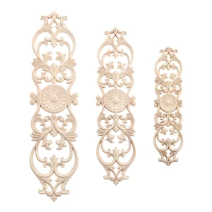 Autocollant d&rsquo;angle en bois de chêne sculpté pour la décoration de meubles de maison, fleur Onlay, applique longue, décoration vintage