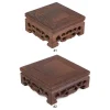 plateau à thé rétro en bois, table délicate, petites bases de théière carrées, décor de vase, socle de bonsaï en bois massif, plateau de service de base en bois