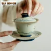 145ml peint à la main bambou ombre gaiwan vintage thé tureen bol à thé avec couvercle kit théière couverture bol services à thé fournitures cadeau