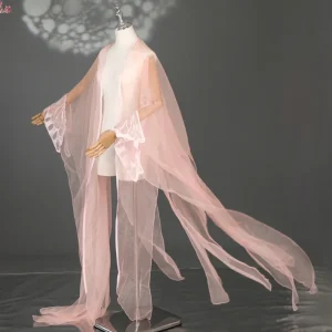 Cardigan Hanfu féerique élégant pour femmes, manteau en Tulle et mousseline de soie ancienne avec grandes manches, poignets papillon, Costume de Cosplay de danse