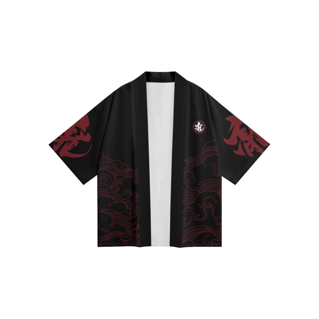 kimono traditionnel noir imprimé dragon pour homme, entremicardigan, cosplay, haori respzed, streetwear, samouraï, y cardigan kimono traditionnel noir imprimé dragon pour homme, entremicardigan, cosplay, haori respzed, streetwear, samouraï, y cardigan