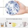 sous verres ronds en porcelaine bleue et blanche de style chinois, fleur de mandala en bois, anti chaud, décoration de table pour maison, bureau, restaurant, café