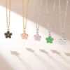 colliers avec pendentif en forme de fleur en émail doux pour femmes et filles, en acier inoxydable, couleur or, fleur de cerisier, marguerite, bijoux, cadeau d'anniversaire