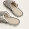 pantoufles en lin pour hommes, pantoufles confortables à bout ouvert et respirantes pour chambre à coucher, chaussures d'été pour hommes et femmes, printemps et automne