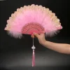 Éventail pliant en plumes, fée japonaise douce pour fille, gothique foncé, danse de cour, à main avec pendentif, cadeau, décoration de fête de mariage