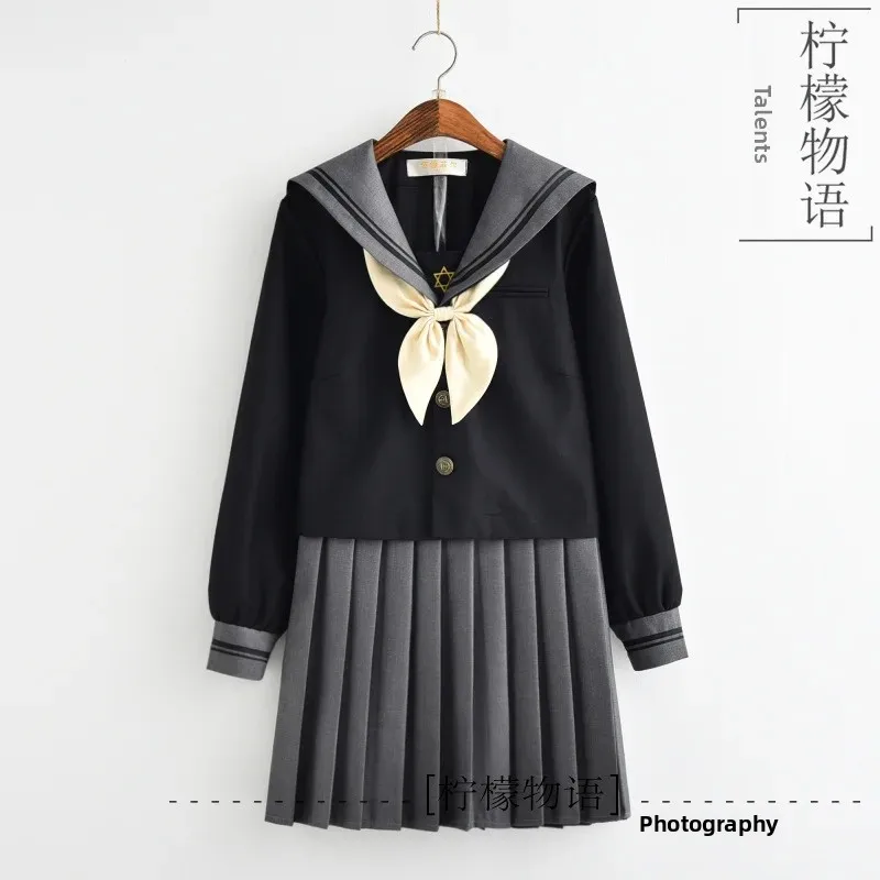 ensemble d'uniforme scolaire japonais authentique à manches longues, costume de marin kansai, jupe de sœur douce, tenue d'étudiant à motif floral ensemble d'uniforme scolaire japonais authentique à manches longues, costume de marin kansai, jupe de sœur douce, tenue d'étudiant à motif floral