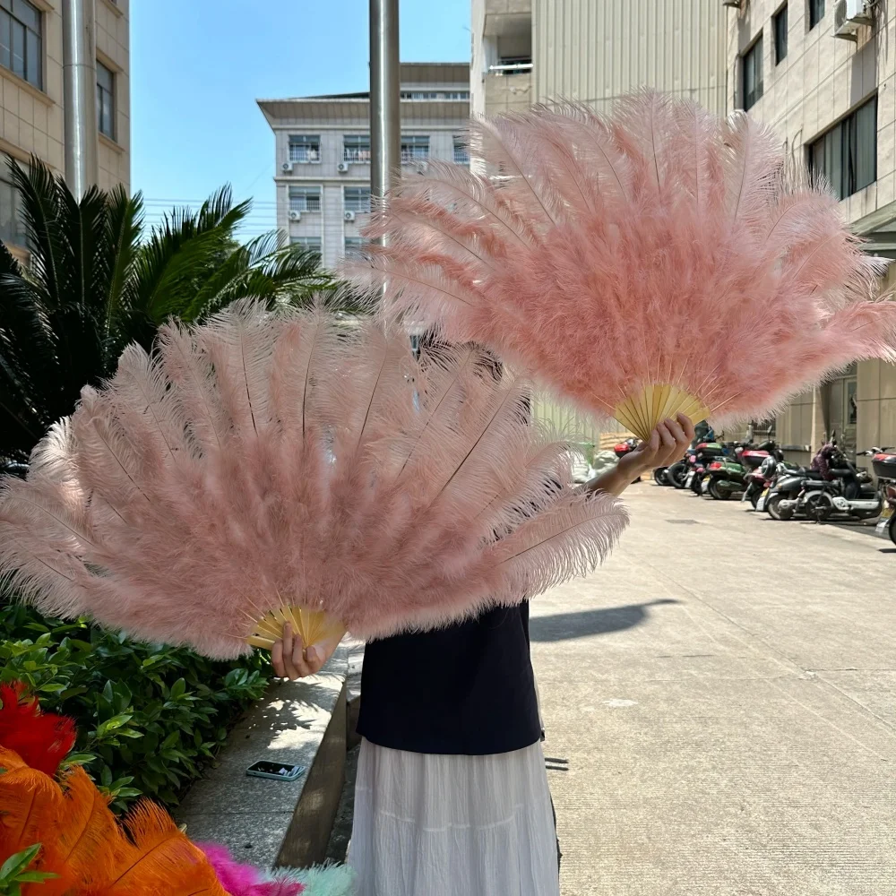 grand éventail personnalisé en plumes d'autruche kaki, 100cm, accessoires de danseuse pour spectacle sur scène, 13 barres, pliable grand éventail personnalisé en plumes d'autruche kaki, 100cm, accessoires de danseuse pour spectacle sur scène, 13 barres, pliable