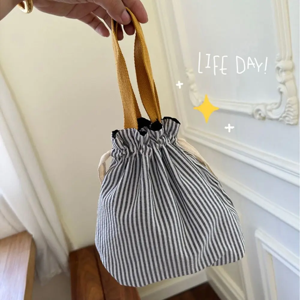 sac de rangement à cordon de serrage à poignée supérieure, pochette de rangement portable et réutilisable pour cosmétiques, rayures, porte monnaie pratique, petits articles sac de rangement à cordon de serrage à poignée supérieure, pochette de rangement portable et réutilisable pour cosmétiques, rayures, porte monnaie pratique, petits articles