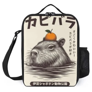 Capybara japonais Onsen Lancheira imprimé sac à déjeuner avec bandoulière Mini sac isotherme isolation boîte à déjeuner sac Capybara japonais Onsen Lancheira imprimé sac à déjeuner avec bandoulière Mini sac isotherme isolation boîte à déjeuner sac
