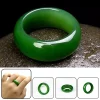 bague en imitation de jade vert naturel, breloque à la mode, bijoux à main pour femmes et hommes, bague en verre de jade hetian, cadeaux artisanaux