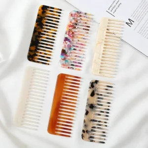 Peigne à cheveux Design de mode coréenne, dents larges, peigne de coiffure en acétate, brosse de Massage antistatique, outils de coiffure colorés
