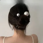 Épingles à cheveux coréennes en forme de U, Vintage, élégantes, en perles, en métal, poignées de coiffure, chignon, pour femmes et filles Épingles à cheveux coréennes en forme de U, Vintage, élégantes, en perles, en métal, poignées de coiffure, chignon, pour femmes et filles