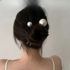 Épingles à cheveux coréennes en forme de U, Vintage, élégantes, en perles, en métal, poignées de coiffure, chignon, pour femmes et filles Épingles à cheveux coréennes en forme de U, Vintage, élégantes, en perles, en métal, poignées de coiffure, chignon, pour femmes et filles