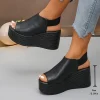 2025 été nouvelle mode bout ouvert sexy pente talon fond épais décontracté simple grandes femmes sandales à talons hauts 35 43