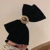 Épingles à cheveux avec nœud en velours noir, pinces à cheveux en alliage de roses pour femmes, barrette queue de cheval à la mode, accessoires heawear, nouvelle collection