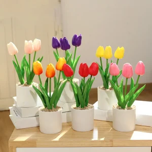 Petites fleurs artificielles en Pot, tulipe, fausses plantes, arbre en Pot, ornement de bureau pour la maison, le bureau, décoration de fête de mariage Petites fleurs artificielles en Pot, tulipe, fausses plantes, arbre en Pot, ornement de bureau pour la maison, le bureau, décoration de fête de mariage