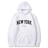 sweats à capuche harajuku pour hommes et femmes, new york, États unis, mode, lettre imprimée graphique, pvd, adt, pull à capuche décontracté, vêtements de sport