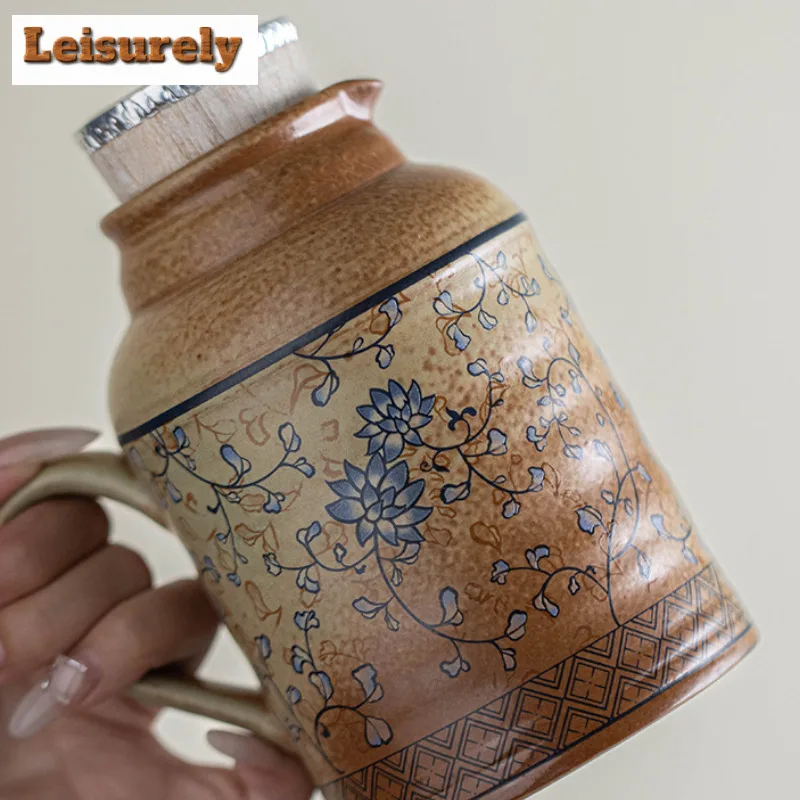 théière ragoût en céramique de grande capacité de 580ml, bouilloire de poterie isolée pour brassage de thé, pour le bureau et l'extérieur, ensemble de thé kung fu théière ragoût en céramique de grande capacité de 580ml, bouilloire de poterie isolée pour brassage de thé, pour le bureau et l'extérieur, ensemble de thé kung fu