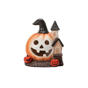 Maison de citrouille décorative en résine pour Halloween, ornements uniques faits à la main pour maison hantée, Figurine de citrouille effrayante, décor de Festival