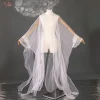 cardigan hanfu féerique élégant pour femmes, manteau en tulle et mousseline de soie ancienne avec grandes manches, poignets papillon, costume de cosplay de danse