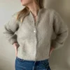 hirigin cardigan bouffant boutonné devant pour femme, pull bouffant, veste courte, manches longues, monochrome, mode automne, 2024