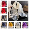 mode coréenne mince foulard en soie élégant nœud broderie écharpe de luxe couleur unie dentelle écharpe enveloppes printemps