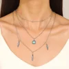 collier ethnique turquoise à plusieurs couches pour femmes, pendentif rétro en argent à trois couches de feuille de tournesol, bohème, bijoux cadeaux, nouvelle collection