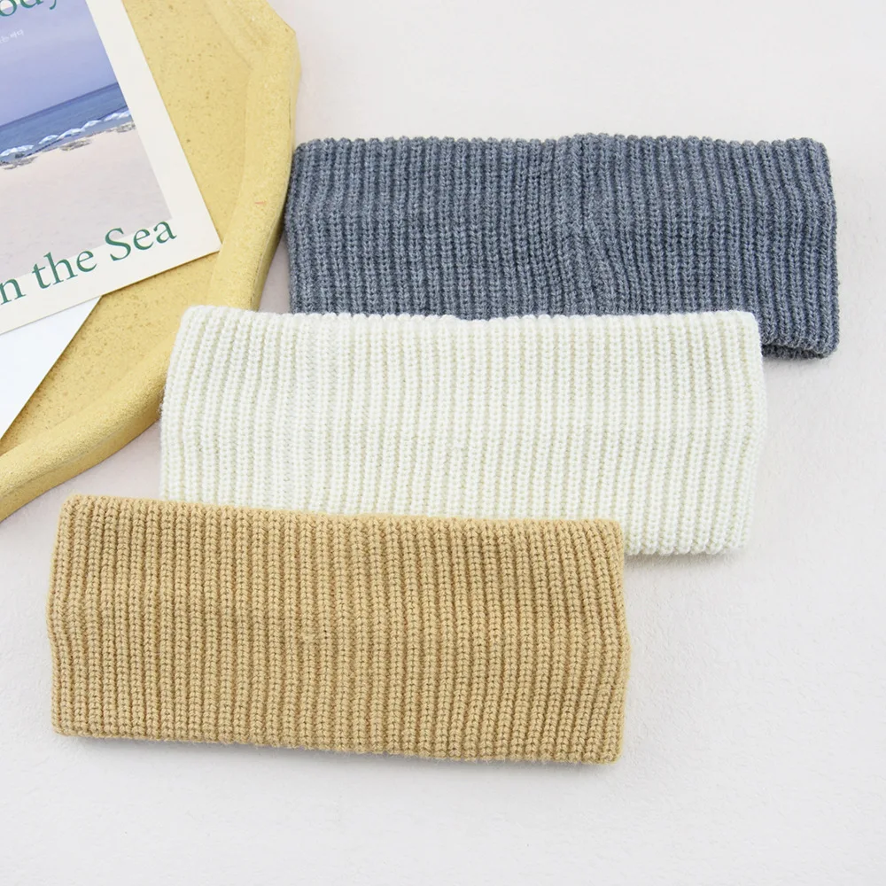 bandeau large tricoté de couleur unie pour femmes, bandeau de sport à rayures verticales, couvre tête coréen ins, chauffe oreilles en laine d'hiver bandeau large tricoté de couleur unie pour femmes, bandeau de sport à rayures verticales, couvre tête coréen ins, chauffe oreilles en laine d'hiver