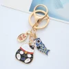 porte clés porte bonheur chat koi pour femme, breloques en émail à l'huile de poisson, porte clés jokey jocar, cadeau bijoux pour enfant, nouvelle mode