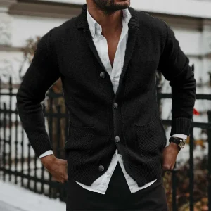 Cardigan pull personnalisable pour hommes, pour l&rsquo;automne et l&rsquo;hiver, col en v, manches longues, manteau tricoté avec poches, hauts personnalisés