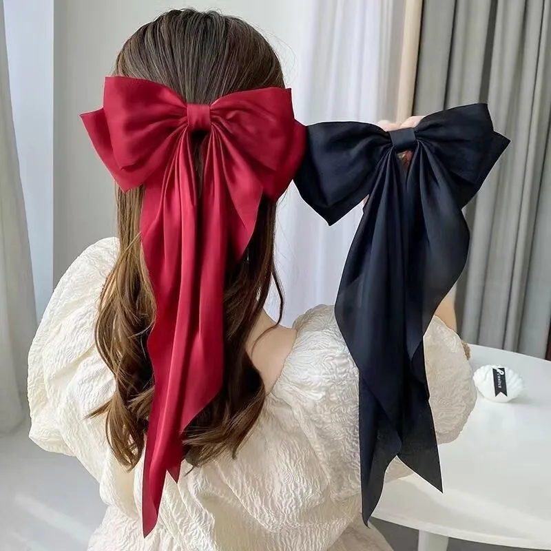 pinces à cheveux en satin avec nœud papillon pour femmes et filles, barrettes élégantes, ruban surdimensionné, épingle à cheveux nœud papillon, pinces à ressort, queue de cheval, accessoires pour cheveux pinces à cheveux en satin avec nœud papillon pour femmes et filles, barrettes élégantes, ruban surdimensionné, épingle à cheveux nœud papillon, pinces à ressort, queue de cheval, accessoires pour cheveux