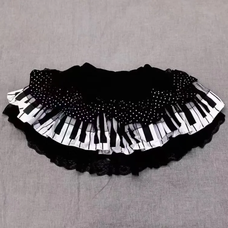 jupe trapèze noire harajuku lolita pour femmes, jupe en dentelle à pois, clé de piano douce, taille haute, vêtements à la mode coréenne 2025, y2k jupe trapèze noire harajuku lolita pour femmes, jupe en dentelle à pois, clé de piano douce, taille haute, vêtements à la mode coréenne 2025, y2k