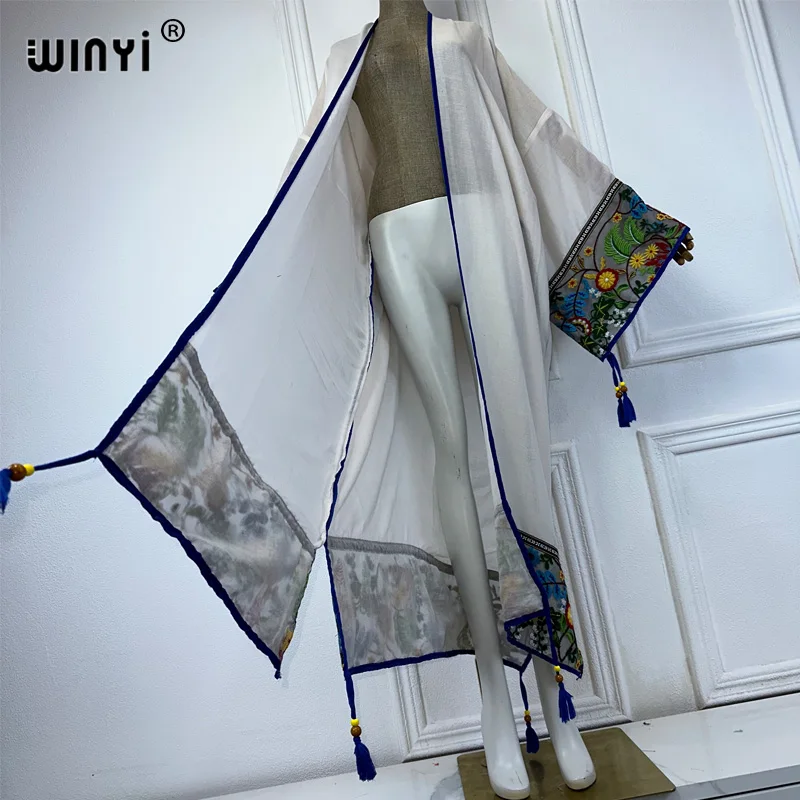 winyi kimono long brodé pour femmes, vêtements de plage, abaya musulmane, dubaï, caftan de luxe, moyen orient, été winyi kimono long brodé pour femmes, vêtements de plage, abaya musulmane, dubaï, caftan de luxe, moyen orient, été