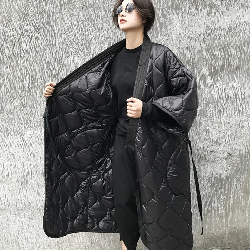 2025 nouveau noir foncé hiver japonais kimono pansement robe ample longue coton rembourré veste hiver chaud long manteau pour les femmes 2025 nouveau noir foncé hiver japonais kimono pansement robe ample longue coton rembourré veste hiver chaud long manteau pour les femmes