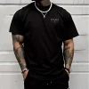 coton hommes t shirt impression décontracté à manches courtes quotidien polyvalent t shirts sports de plein air jogging vêtements doux noir blanc t shirt