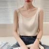 camisole en soie pour femmes, costume d'été à l'intérieur, col en v, gilet à bascule en satin, fin, ample, sans manches, écharpe, hauts en soie, petite chemise tendance, 2025