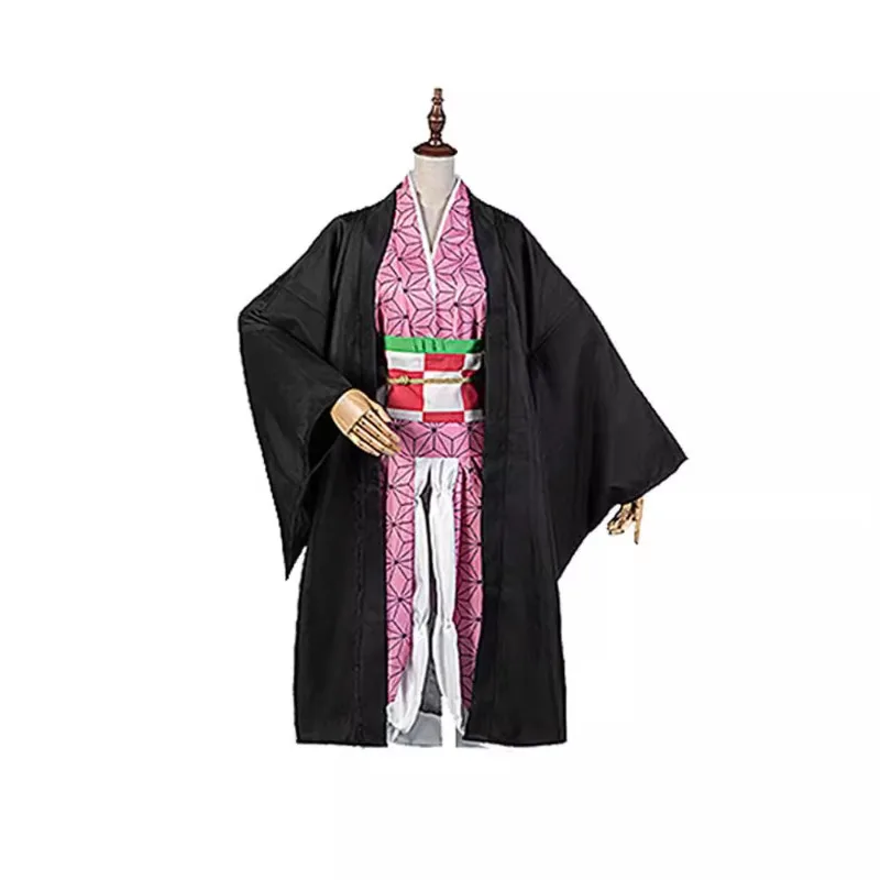 costume de cosplay anime demon slayer nezuko, embout en bambou, ensemble kimono pour filles, robe de fête de carnaval d'halloween, spectacle sur scène costume de cosplay anime demon slayer nezuko, embout en bambou, ensemble kimono pour filles, robe de fête de carnaval d'halloween, spectacle sur scène